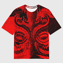 Футболка оверсайз мужская BLACK RED DRAGONS TATOO, цвет: 3D-принт