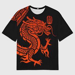 Футболка оверсайз мужская RED CHINA DRAGON, цвет: 3D-принт