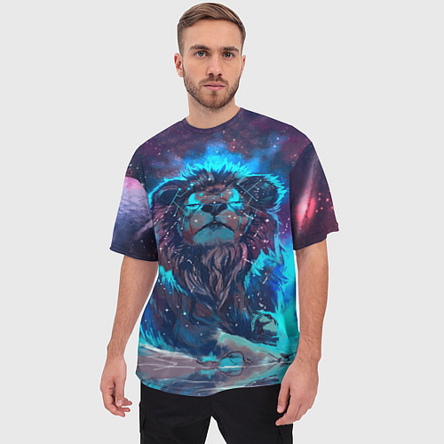 Мужская футболка оверсайз Galaxy Lion / 3D-принт – фото 3