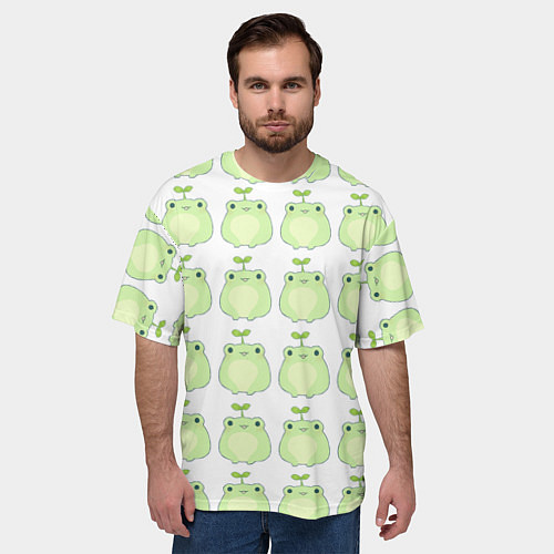 Мужская футболка оверсайз Лягушки-росточки / 3D-принт – фото 3