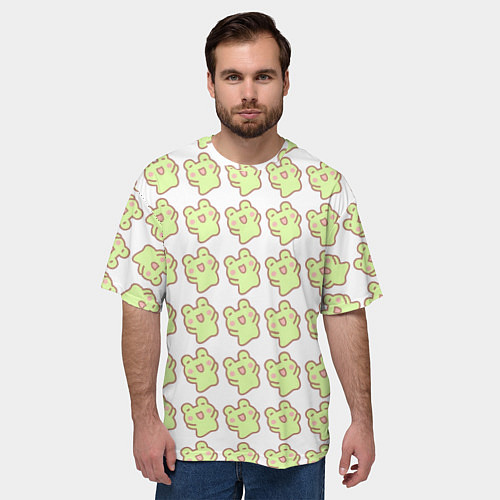 Мужская футболка оверсайз Счастливые лягушки / 3D-принт – фото 3