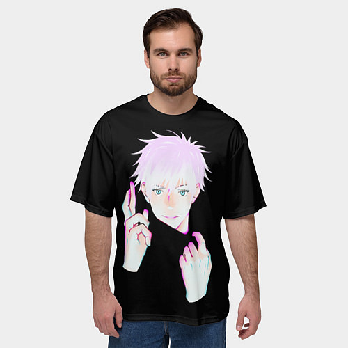 Мужская футболка оверсайз ГОДЖО САТОРУ GOJO SATORU / 3D-принт – фото 3