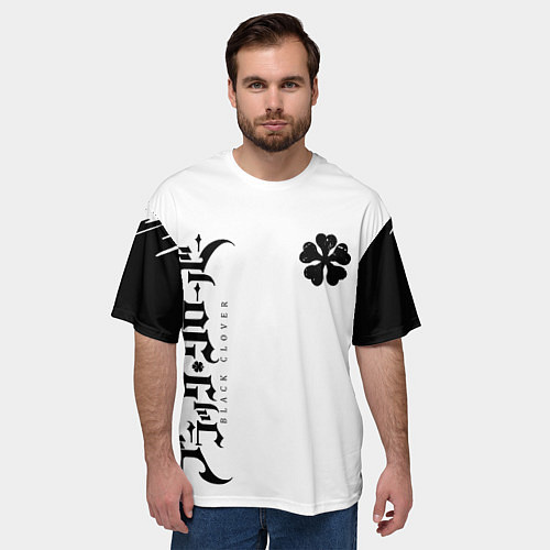 Мужская футболка оверсайз Черный клеывер аниме / 3D-принт – фото 3