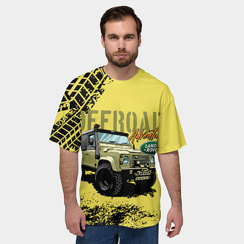 Мужская футболка оверсайз LAND ROVER / 3D-принт – фото 3