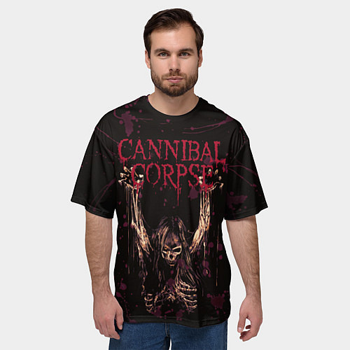 Мужская футболка оверсайз Cannibal Corpse Skeleton / 3D-принт – фото 3