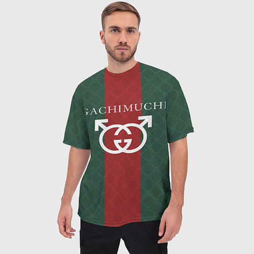 Мужская футболка оверсайз GACHI GUCCI / 3D-принт – фото 3