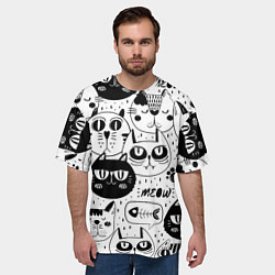Футболка оверсайз мужская Кошки, цвет: 3D-принт — фото 2