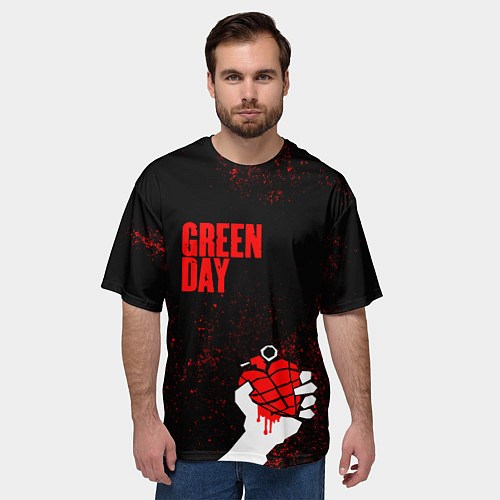 Мужская футболка оверсайз Green day / 3D-принт – фото 3