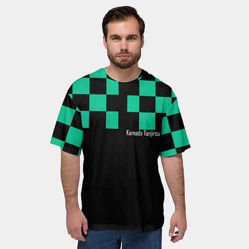 Мужская футболка оверсайз Kamado Tanjirou Kimetsu no Yaiba / 3D-принт – фото 3