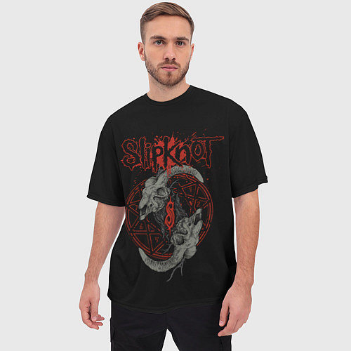 Мужская футболка оверсайз Slipknot Черепа / 3D-принт – фото 3