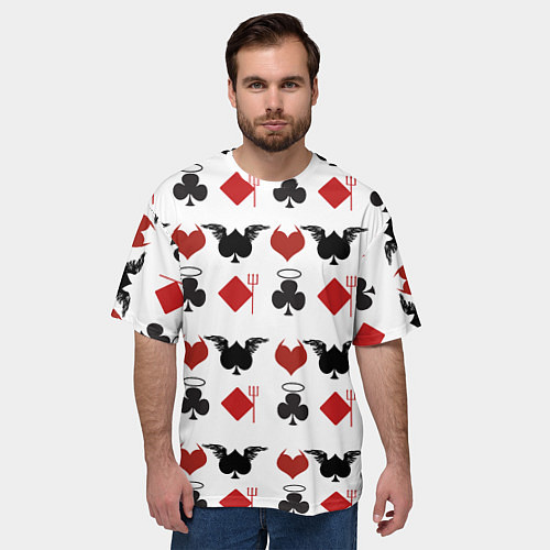Мужская футболка оверсайз Карточные масти / 3D-принт – фото 3