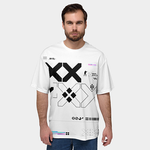 Мужская футболка оверсайз Desert Eagle: Printstream White / 3D-принт – фото 3