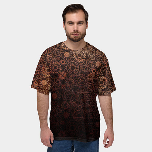 Мужская футболка оверсайз Шестеренки / 3D-принт – фото 3