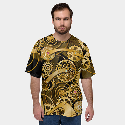Мужская футболка оверсайз Стимпанк механизмы шестеренки / 3D-принт – фото 3