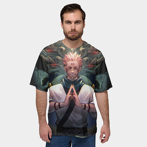 Мужская футболка оверсайз МАГИЧЕСКАЯ БИТВА SUKUNA / 3D-принт – фото 3