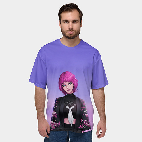 Мужская футболка оверсайз ANIME GIRL / 3D-принт – фото 3