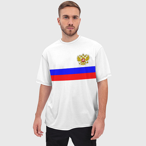 Мужская футболка оверсайз СБОРНАЯ РОССИИ 2021 / 3D-принт – фото 3