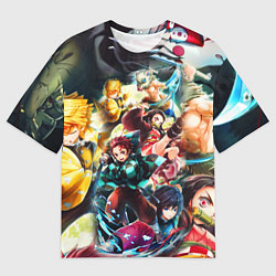 Футболка оверсайз мужская КЛИНОК РАССЕКАЮЩИЙ ДЕМОНОВ ПЕРСОНАЖИ, цвет: 3D-принт
