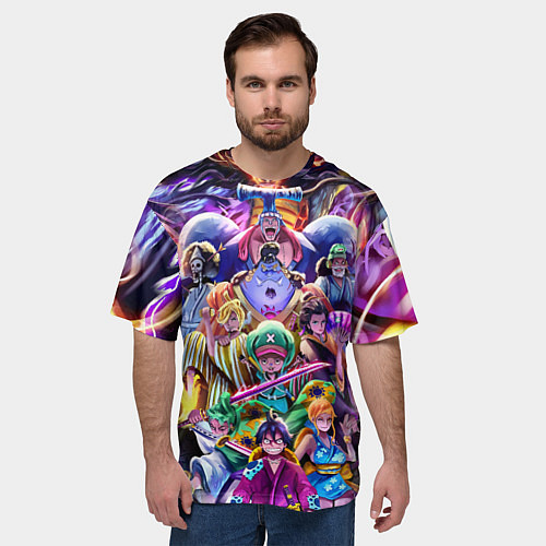 Мужская футболка оверсайз ONE PIECE ВАН ПИС ПЕРСОНАЖИ / 3D-принт – фото 3