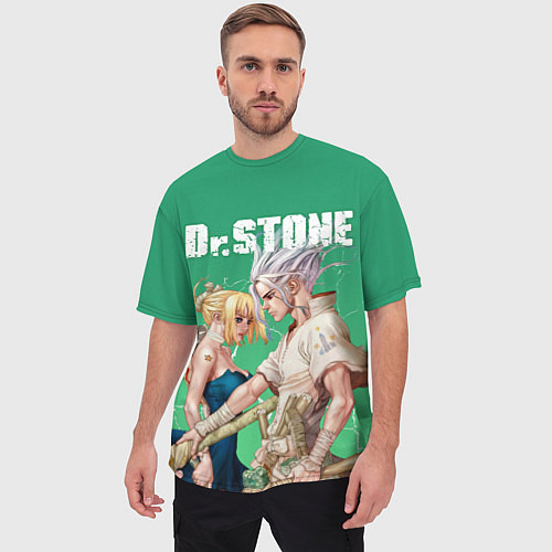 Мужская футболка оверсайз Dr Stone / 3D-принт – фото 3