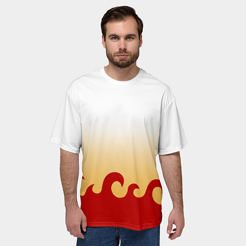 Мужская футболка оверсайз ШИНДЖУРО РЕНГОКУ KNY / 3D-принт – фото 3