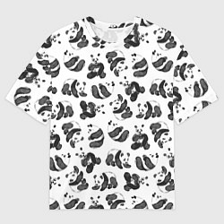 Футболка оверсайз мужская Акварельные панды паттерн, цвет: 3D-принт