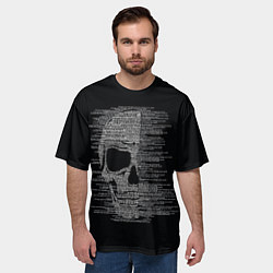 Футболка оверсайз мужская Череп из текста, цвет: 3D-принт — фото 2
