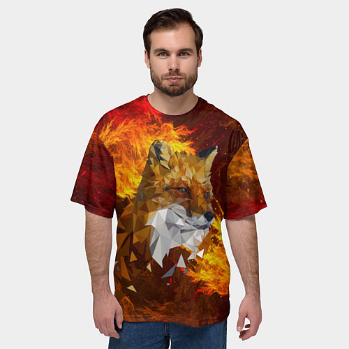 Мужская футболка оверсайз Огненный Лис / 3D-принт – фото 3