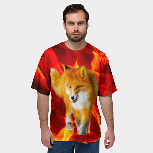 Мужская футболка оверсайз Fire Fox / 3D-принт – фото 3