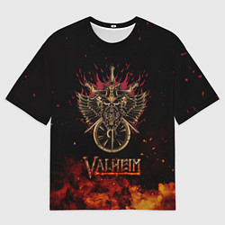 Футболка оверсайз мужская Valheim символ черепа, цвет: 3D-принт