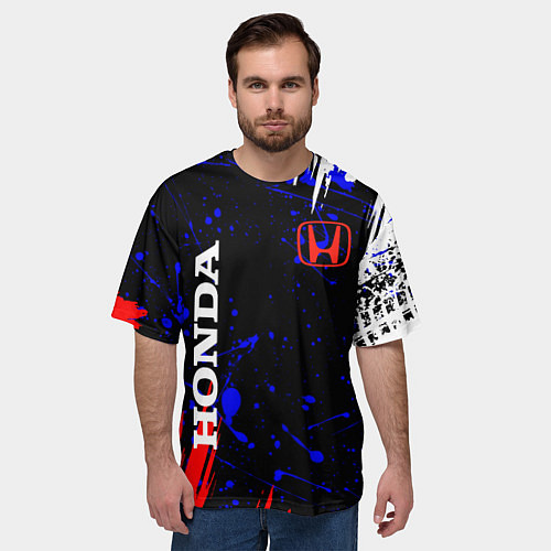 Мужская футболка оверсайз HONDA / 3D-принт – фото 3