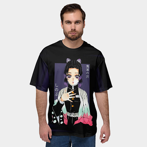Мужская футболка оверсайз Шинобу Кочо Kimetsu no Yaiba / 3D-принт – фото 3