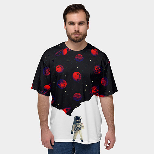 Мужская футболка оверсайз Мысли космонавта про космос / 3D-принт – фото 3