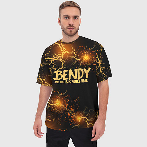 Мужская футболка оверсайз BENDY LOGO / 3D-принт – фото 3