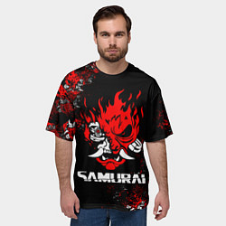 Футболка оверсайз мужская SAMURAI CYBERPUNK 2077, цвет: 3D-принт — фото 2