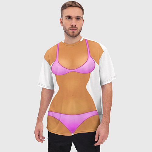 Мужская футболка оверсайз Tanned body / 3D-принт – фото 3
