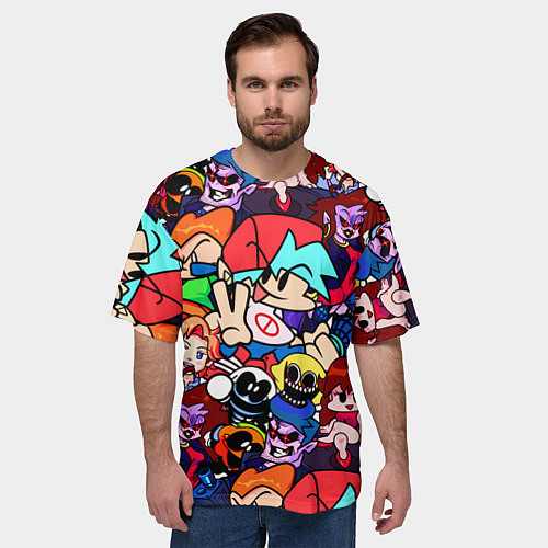 Мужская футболка оверсайз Friday Night Funkin все герои / 3D-принт – фото 3