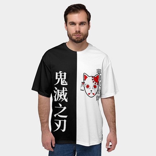 Мужская футболка оверсайз МАСКА ТАНДЖИРО TANJIRO MASK / 3D-принт – фото 3
