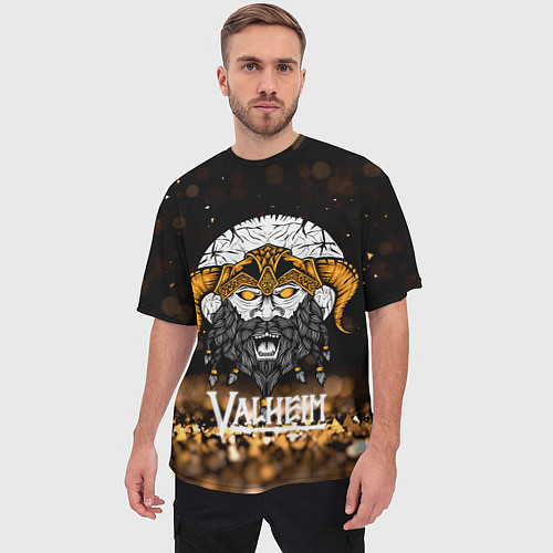 Мужская футболка оверсайз Valheim Viking Gold / 3D-принт – фото 3