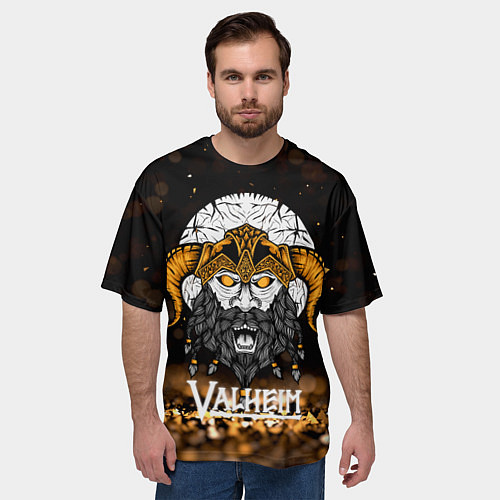 Мужская футболка оверсайз Valheim Viking Gold / 3D-принт – фото 3