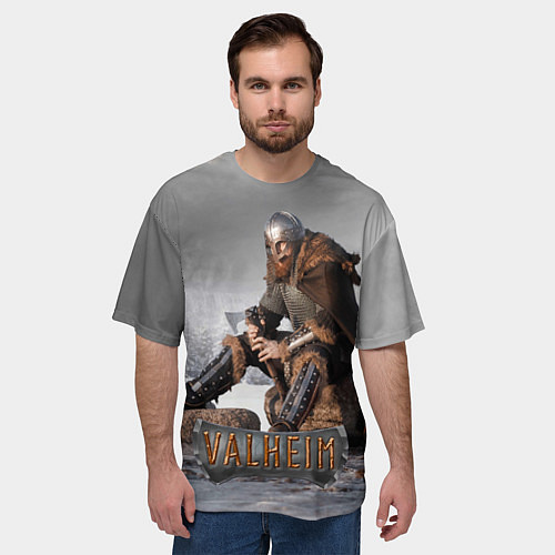 Мужская футболка оверсайз Valheim Викинг / 3D-принт – фото 3