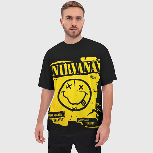 Мужская футболка оверсайз Nirvana 1987 / 3D-принт – фото 3