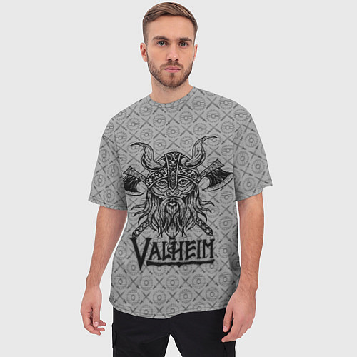 Мужская футболка оверсайз Valheim Viking dark / 3D-принт – фото 3