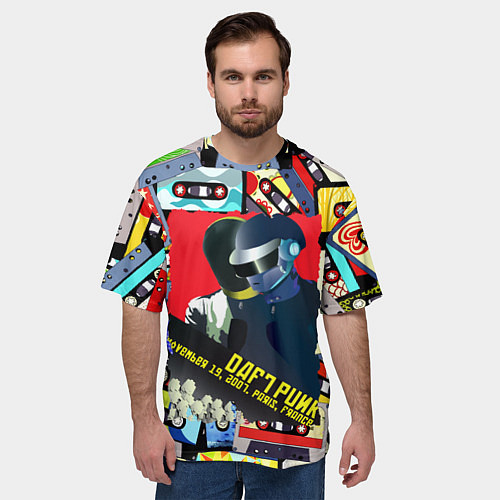 Мужская футболка оверсайз Daft Punk Records / 3D-принт – фото 3