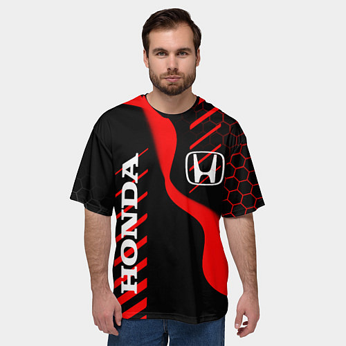 Мужская футболка оверсайз HONDA ХОНДА СПОРТ / 3D-принт – фото 3