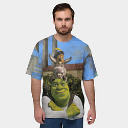 Футболка оверсайз мужская Шрек, Кот и Осёл, цвет: 3D-принт — фото 2