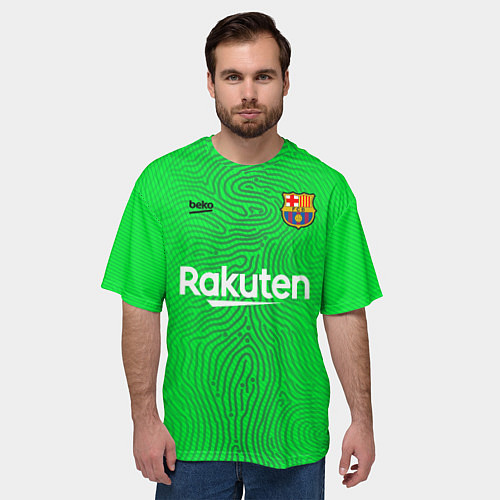 Мужская футболка оверсайз FC Barcelona Goalkeeper 202122 / 3D-принт – фото 3