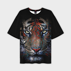 Футболка оверсайз мужская Цветной тигр, цвет: 3D-принт