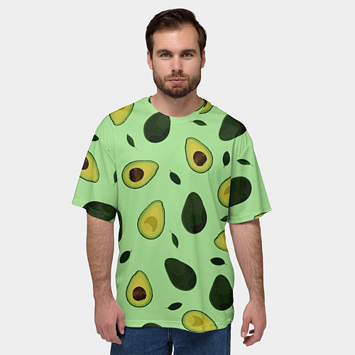 Мужская футболка оверсайз Авокадо / 3D-принт – фото 3