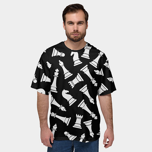 Мужская футболка оверсайз Фигуры, Шахматы / 3D-принт – фото 3
